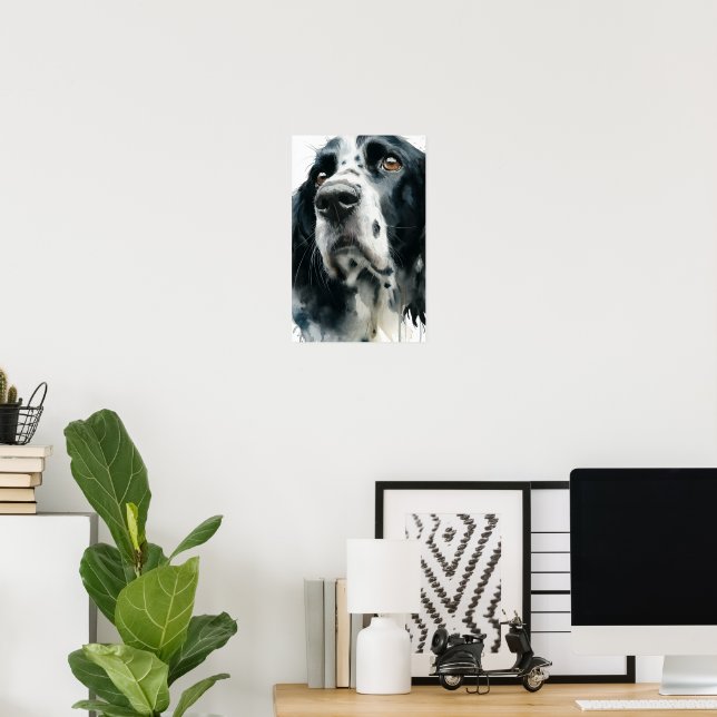 English springer spaniel portrait with ticking poster (Hemmakontoret)