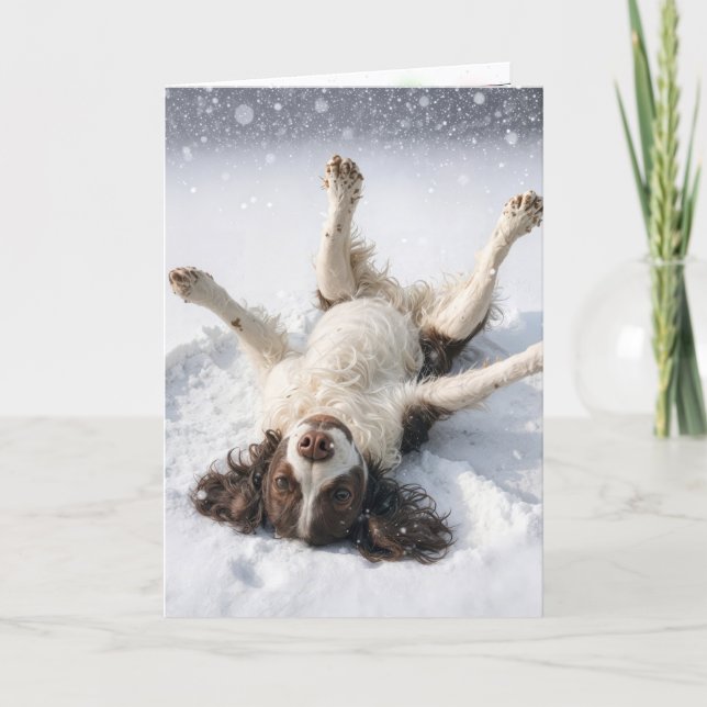 English Springer Spaniel Snow Angel Helgkort (Framsida)