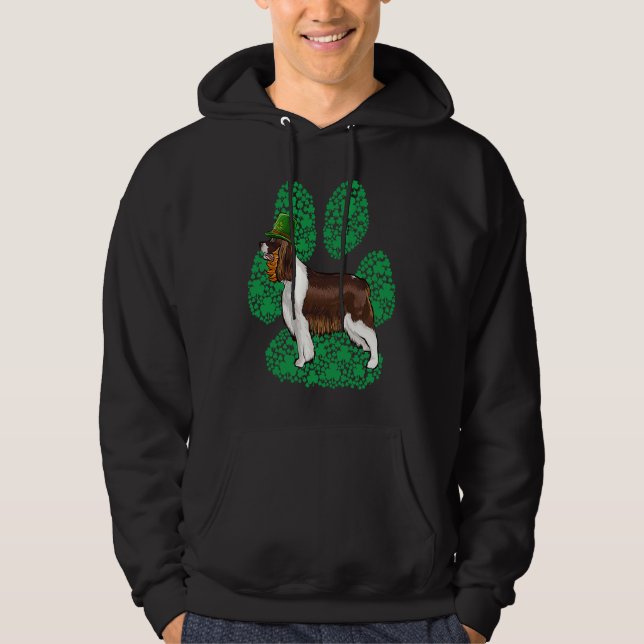 English Springer Spaniel St Patricks Day Shamrock  Hoodie (Framsida)