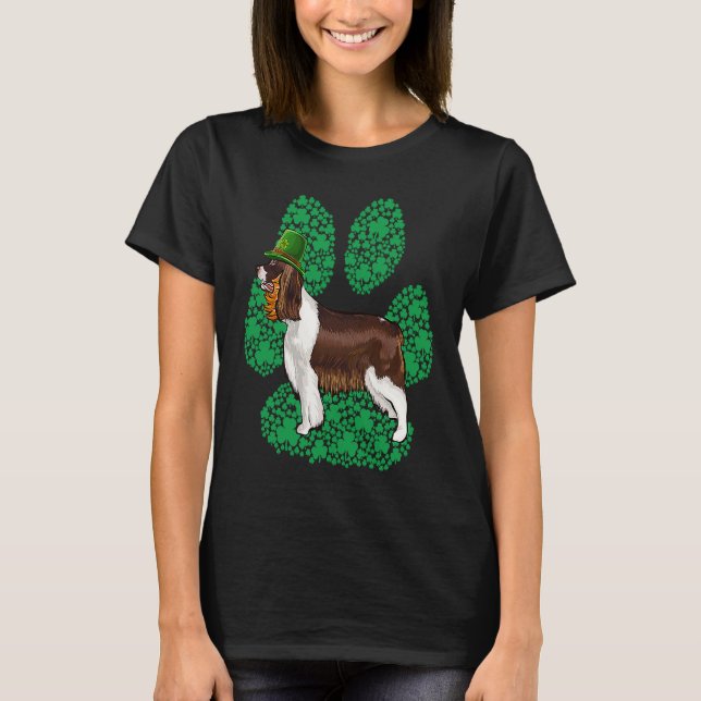English Springer Spaniel St Patricks Day Shamrock  T Shirt (Framsida)