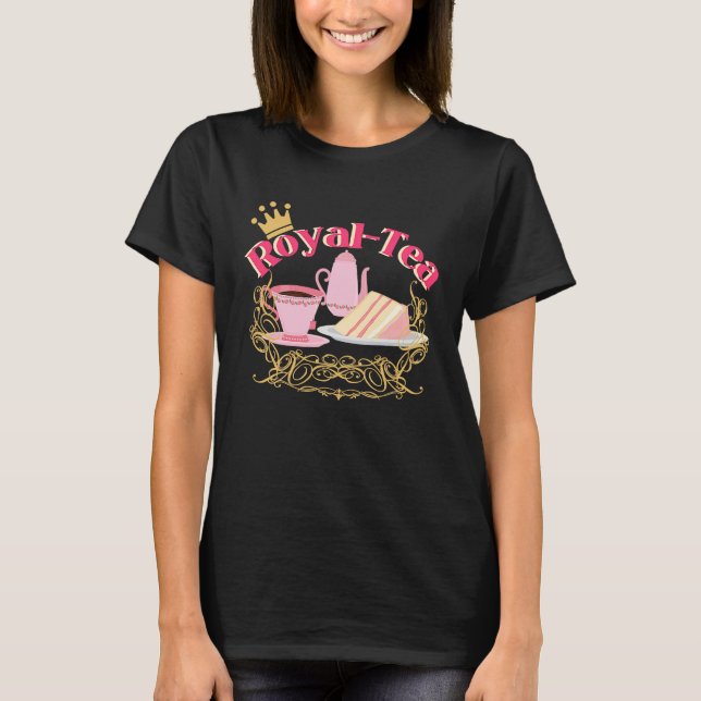 English Tea Party Royalty Pun Tea T Shirt (Framsida)