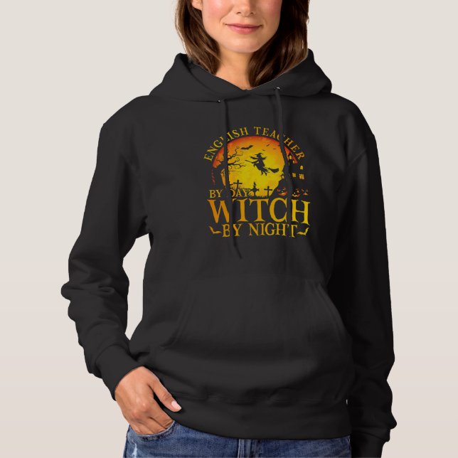 English Teacher By Day Witch By Night Halloween Te T Shirt (Framsida)