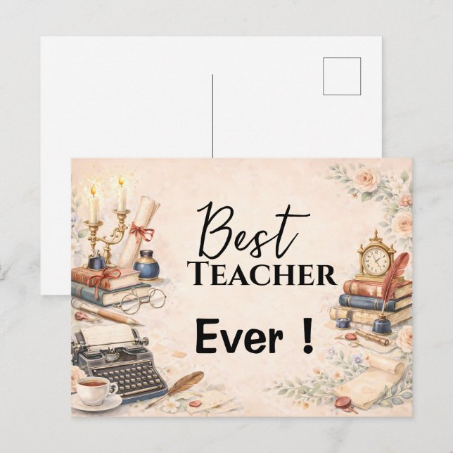 English Teacher Thank You Gift End of School Year Vykort (Fram/baksida)