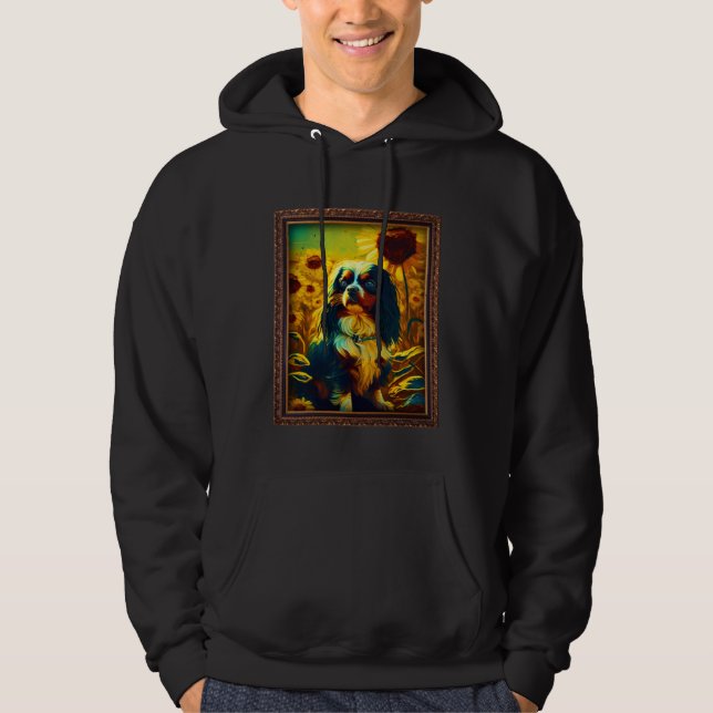 English Toy Spaniel Painting Sunflower Flower Mom  Hoodie (Framsida)