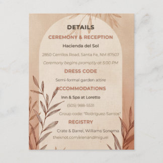 English Wedding Details Card Terracotta Arch Inbjudningar