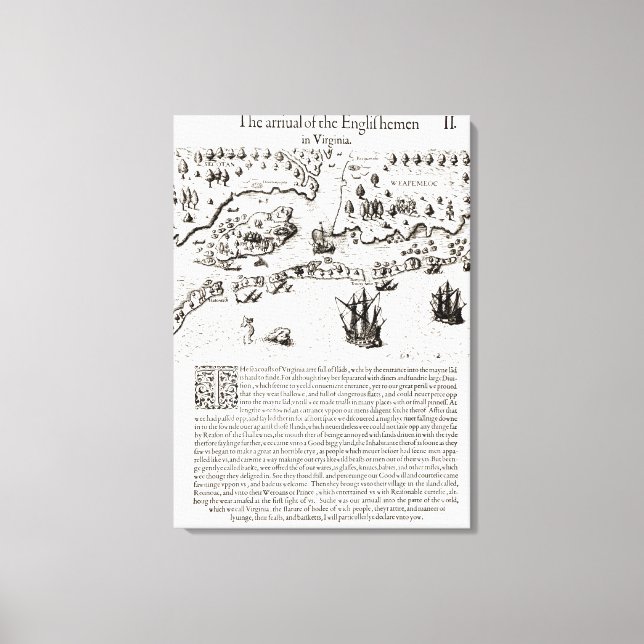 Englishmen ankomst till Virginia Canvastryck (Framsida)