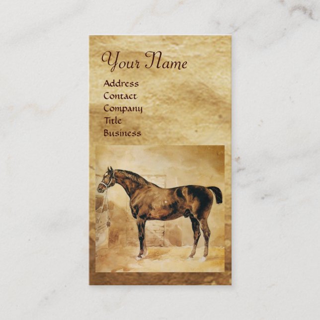 ENGLISKA HORSE I STABLE Parchment Monogram Visitkort (Framsida)