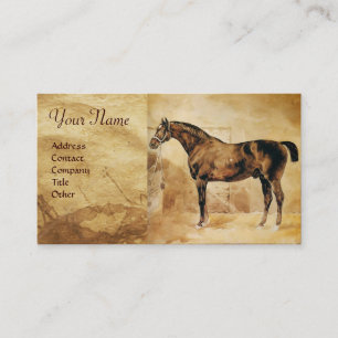 ENGLISKA HORSE I STABLE Parchment Monogram Visitkort