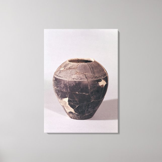 Engobe vas dekorerat med ulerande linjer canvastryck (Framsida)