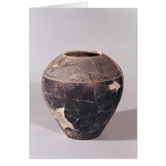 Engobe vas dekorerat med ulerande linjer hälsningskort (Framsidan)