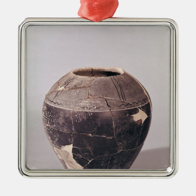 Engobevas som dekoreras med att bölja linjer julgransprydnad metall (Framsidan)