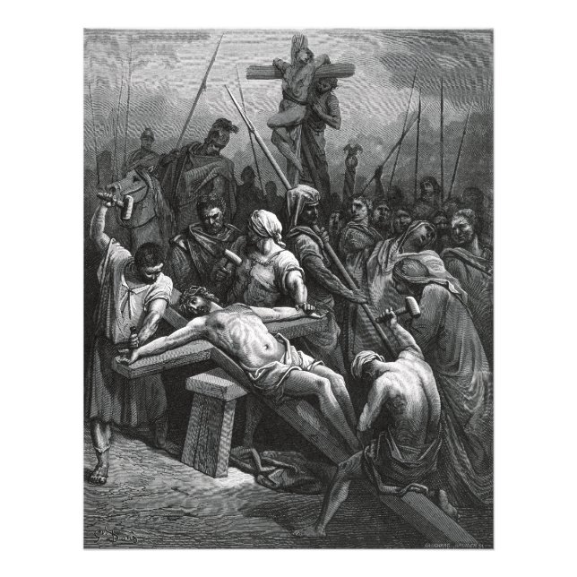 Engrave Jesus Crucifixion 1866 av Gustave Dore Fototryck (Framsidan)
