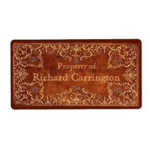 Engraved Gilt Leather Effect Personal Stickers Fraktsedel