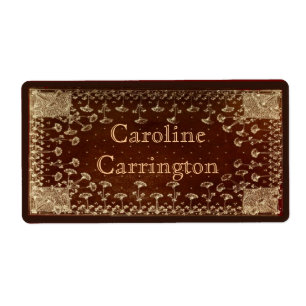 Engraved Gilt Leather Personal Bookplate Stickers Fraktsedel