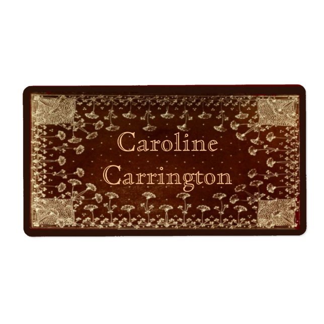 Engraved Gilt Leather Personal Bookplate Stickers Fraktsedel (Framsidan)