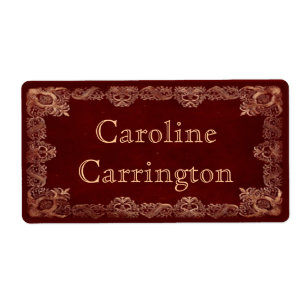Engraved Gilt Leather Personal Bookplate Stickers Fraktsedel