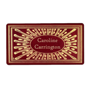 Engraved Gilt Leather Personal Bookplate Stickers Fraktsedel