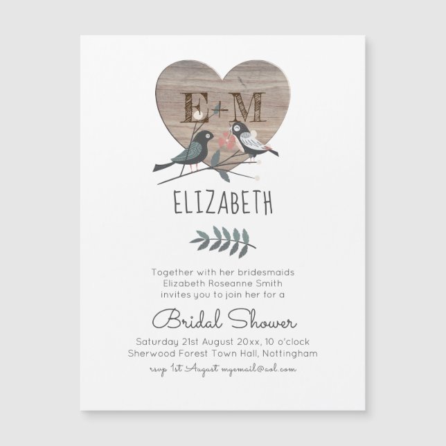 Engraved Heart Woodland Bröllop Möhippa (Framsida)