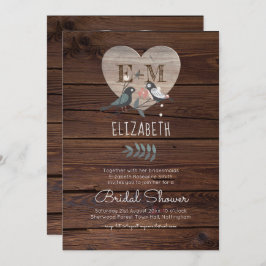 Engraved Heart Woodland Bröllop Möhippa Inbjudningar