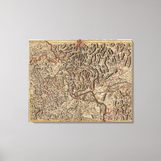 Engraved karta i Rhendalen Canvastryck (Framsida)