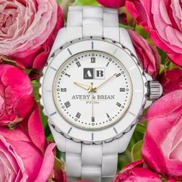 Engraved Monogram Couples Minimalist Personalized Armbandsur