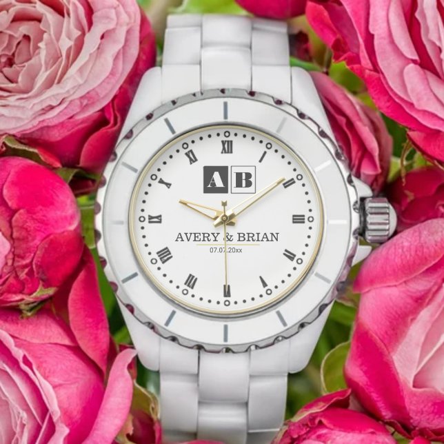 Engraved Monogram Couples Minimalist Personalized  Armbandsur (Skapare uppladdad)