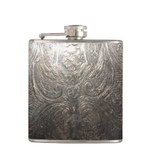 Engraved Silver Mönster Fickplunta