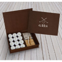 Engraverad Visning box med Monogrammed Golf Bollar