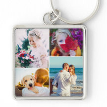 Engraverbar Metall 4-fotoutrundad nyckelkedja