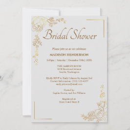 Engring Golden Blommigt Bröllop Möhippa Inbjudningar