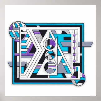 Enhet 124 - Retro-Futurist Geometric Design Poster