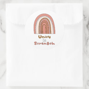 Enhet är styrka och motivation, boho-regnbåge runt klistermärke