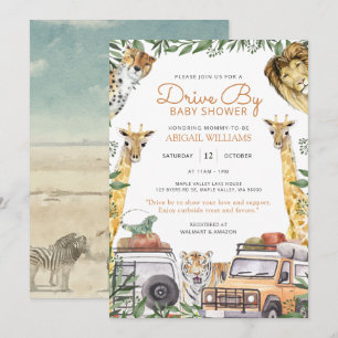 Enhet-by-Vild Safari Animals Baby Shower Inbjudningar