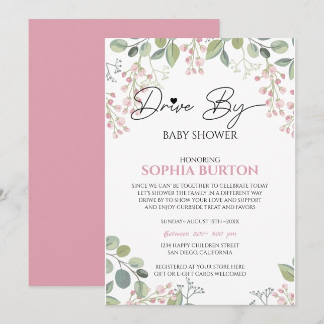 Enhet efter babystövel inbjudningar (Fram/baksida)