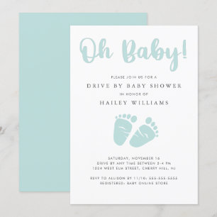 Enhet efter babystövel Oj Baby Baby Feet Mint Inbjudningar