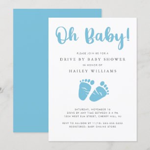 Enhet efter babystövel Oj Pojke Blue Baby Feet Inbjudningar