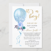 Enhet efter Blommigt Ballon Blue Glitter Baby Show