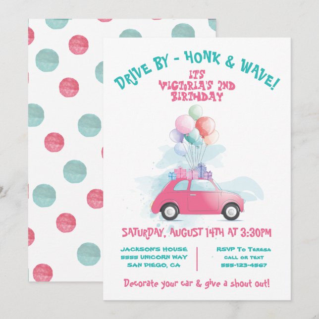 Enhet efter Födelsedagsfest Parad-inbjudan Inbjudningar (Fram/baksida)