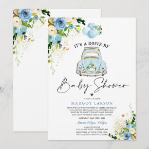 Enhet efter inbjudan till babyskaren Blå Blommigt