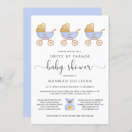 Enhet efter Pojke Shower | Retro Carriage Blue Inbjudningar