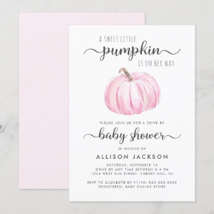 Enhet efter Rosa Pumpkin Watercolor Flicka Shower Inbjudningar