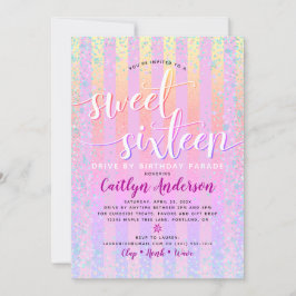 Enhet efter Sweet sixteen Regnbåge Ombre-Chic Inbjudningar
