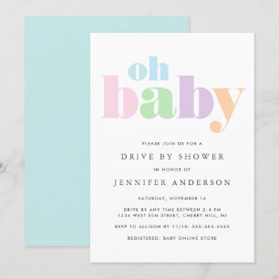 Enhet efter visning Oh Baby Pastel Minimal Moder Inbjudningar