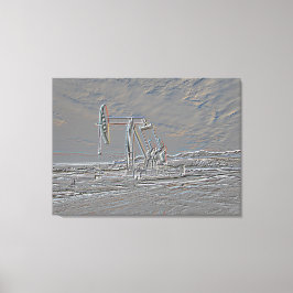 Enhet för oljeborrning (Pump Jack) (Embossed look) Canvastryck
