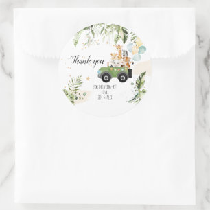 Enhet för Safari Baby djur Baby Shower Runt Klistermärke