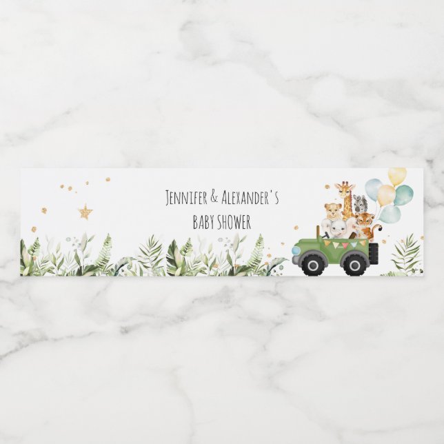 Enhet för Safari Baby djur Baby Shower Vattenflaskor Etikett (Singel etikett)