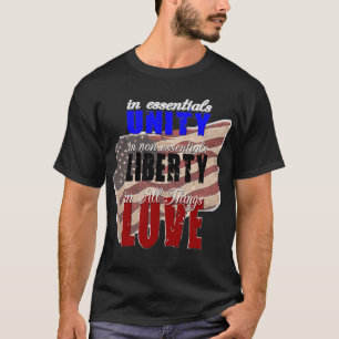 Enhet frihet, kärlek - inspirera citationstecken t-shirt
