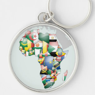 Enhet i mångfald: Afrikans insamling av Flaggor Rund Silverfärgad Nyckelring