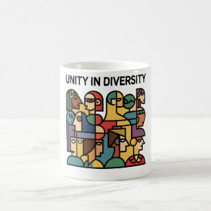Enhet i mångfald - minimal geometrisk regnbåge Mug Kaffemugg