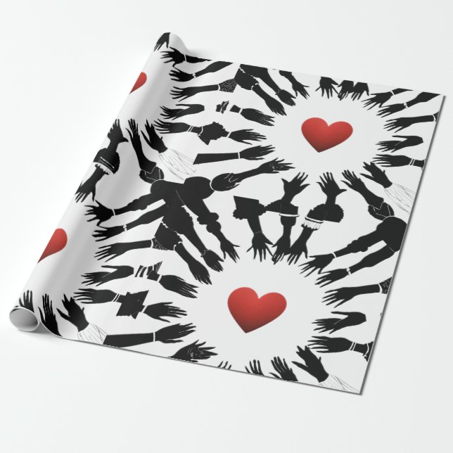 Enhet i rött: 🫳 Svart Röd ♥️ Design" Presentpapper (Utrullad)